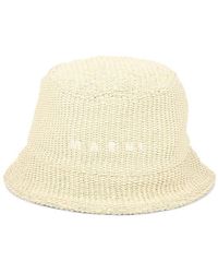 Marni - Raffia Bucket Hat With Logo Embroidery - Lyst