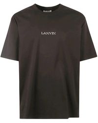 Lanvin - Logo-embroidered Cotton T-shirt - Lyst