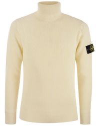 Stone Island - Ribbed Turtleneck Sweater In Wool - Lyst