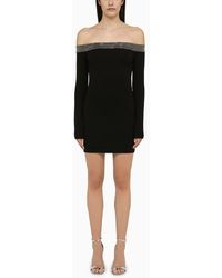 David Koma - Black Viscose Mini Dress With Crystals - Lyst