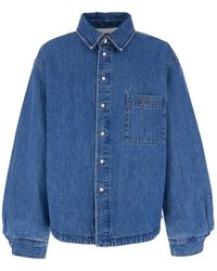 Jacquemus - 'La Chemise Boulanger' Jacket With Classic Collar And Logo Embroidery On The Front - Lyst