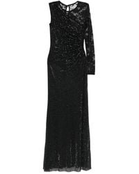 Self-Portrait - Rhinestone Mesh And Lace Maxi Dress - Lyst