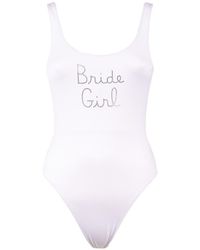 Saint Barth - One-Piece Swimsuit With Rhinestone Embroidery Bride Girl - Lyst