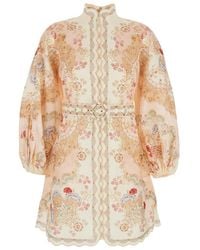 Zimmermann - 'Daylight' Midi Dress With Long Puffed Sleeves And All-Over Floral Print - Lyst