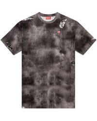 DIESEL - T-Wash-N2 T-Shirt With Trompe 'Oeil Denim Print - Lyst