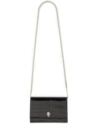 McQueen - Borsa Mini Skull In Pelle Con Stampa Cocco - Lyst
