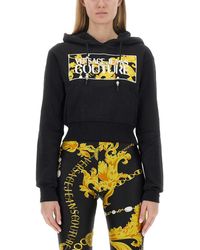 Versace - Cropped Sweatshirt With Logo - Lyst