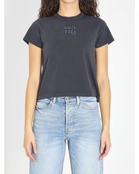 Alexander Wang - T-Shirt With Logo And Rhinestones - Lyst