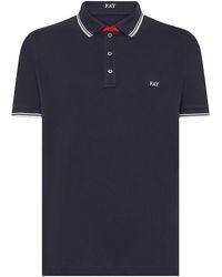 Fay - Cotton Polo Shirt With Stripes And Logo - Lyst