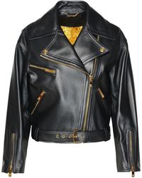Versace - Luxurious Zip-Up Leather Biker Jacket For - Lyst