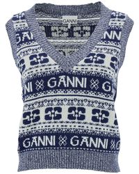 Ganni - Graphic V-Neck Vest - Lyst