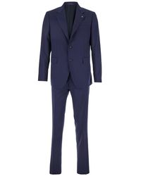 Tagliatore - Single-Breasted Suit With Notched Revers And Brooch Detail On The Front - Lyst