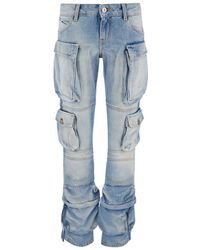 The Attico - 'essie' Light Blue Fitted Jeans With Cargo Pockets In Denim Woman - Lyst