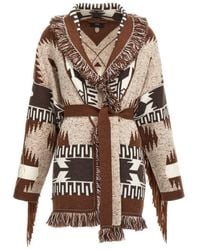 Alanui - Fringed Wool Blend Belted Cardigan - Lyst