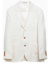 Brunello Cucinelli - Single Breasted Linen Jacket - Lyst