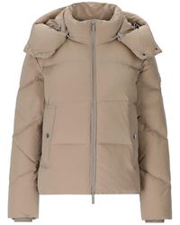 Woolrich - Alsea Taupe Short Hooded Down Jacket - Lyst
