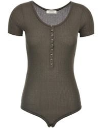 Lemaire - Ribbed Viscose And Silk Blend Bodysuit - Lyst
