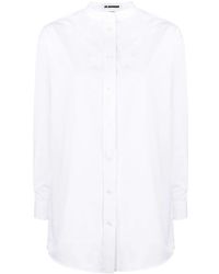 Jil Sander - Band-collar Cotton Poplin Shirt - Lyst