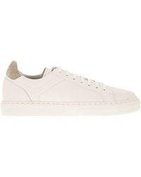 Brunello Cucinelli - Calfskin Trainers With Grain - Lyst