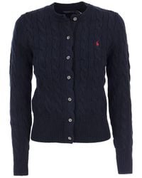 Polo Ralph Lauren - Cable-Knit Brand-Embroidered Cotton Cardigan - Lyst