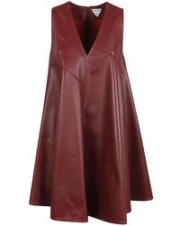 Bottega Veneta - Leather Mini Dress - Lyst