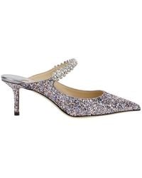Jimmy Choo - 'bing 65' Multicolor Sabot With Crystal Strap In Leather Woman - Lyst