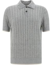 Brunello Cucinelli - Ribbed Knit Polo Shirt - Lyst