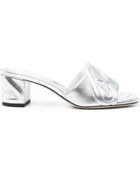 McQueen - Metallic Leather Heel Sandals - Lyst