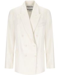 Essentiel Antwerp - Hollow Pinstriped Double-Breasted Jacket - Lyst