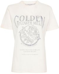 Golden Goose - Distressed Logo-print Cotton T-shirt - Lyst