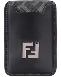 Fendi - Squared Ff Leather Card Holder - Lyst