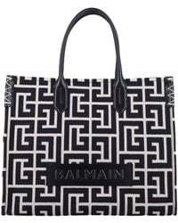 Balmain - B-Army 42 Monogram Jacquard And Leather Tote Bag - Lyst