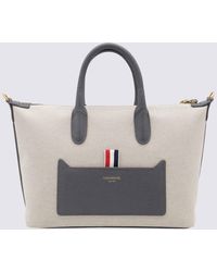 Thom Browne - Natural Canvas And Leather Tote Bag - Lyst