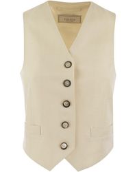 Peserico - Single-breasted Waistcoat In Stretch Viscose-blend Canvas - Lyst