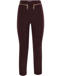 Elisabetta Franchi - Straight Crepe Trousers With Zip - Lyst