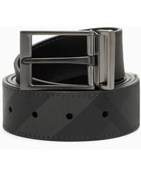 Burberry - Smoke Black/graphite Vintage Check Belt In Reversible Coated Canvas - Lyst