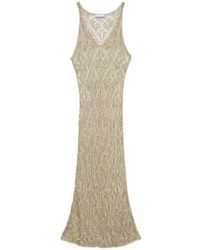 Ganni - Midi Dress In Viscose Blend With Metallic Texture. - Lyst