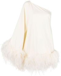 ‎Taller Marmo - Piccolo Ubud One-shoulder Feather-trimmed Crepe Mini Dress - Lyst