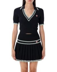 CASABLANCA - Viscose V-Neck Polo Shirt - Lyst