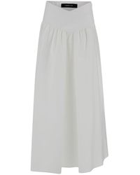 FEDERICA TOSI - Long White Pleated Skirt In Stretch Cotton Woman - Lyst