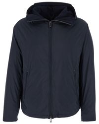 Emporio Armani - Down Jacket With Hood And Front Zip Closure - Lyst
