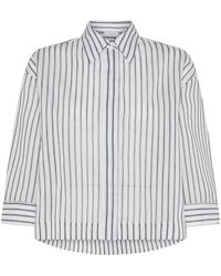Peserico - Cotton And Silk Shirt With Striped Pattern - Lyst
