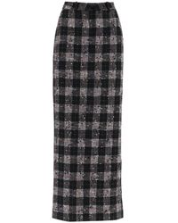 Alessandra Rich - Maxi Skirt In Boucle' Fabric With Check Motif - Lyst