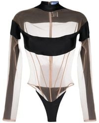 Mugler - Illusion Bodysuit With Semi-Transparent Details - Lyst