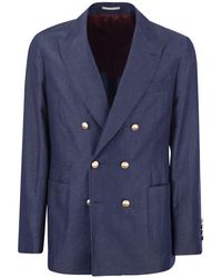 Brunello Cucinelli - Single-breasted Jacket In Wool And Linen Twill - Lyst