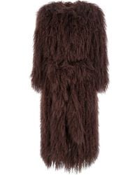 Numerootto - Fur Coat With Round Neck And Long Sleeves - Lyst
