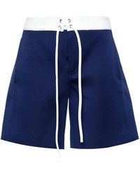 Miu Miu - Logo-patch Felted Shorts - Lyst
