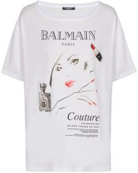 Balmain - Beauty Print Embroidery Patches T-Shirt - Lyst