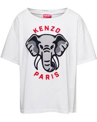 KENZO - Oversize T-Shirt With Elephant And Logo On The Chest - Lyst