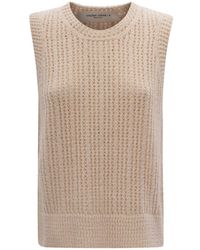 Golden Goose - Beige Crochet Sleeveless Top In Cotton Blend Woman - Lyst